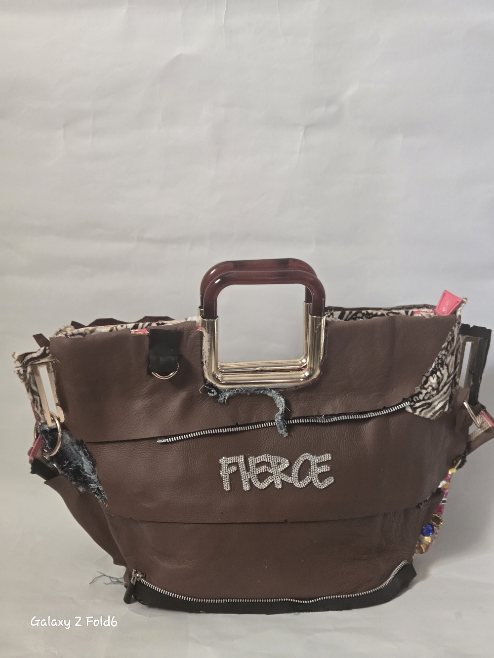 Rhinestone 'FIERCE' Statement Tote with Gold-Trim Handles
